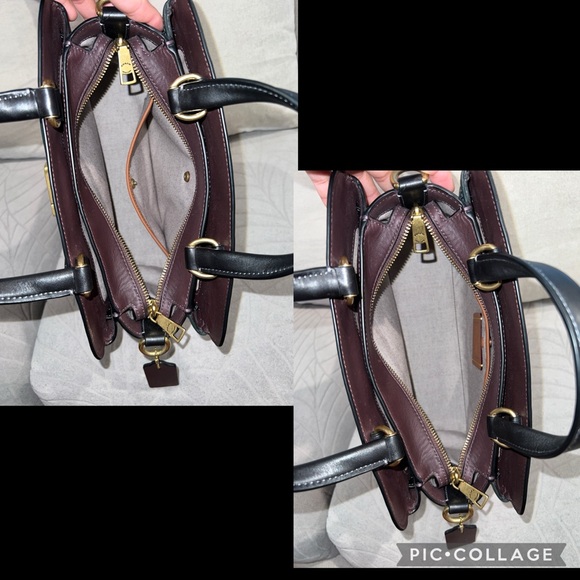 COACH $595 Tate Carryall 29 in Colorblock Amazon Green Leather Satchel Bag - Picture 8 of 17